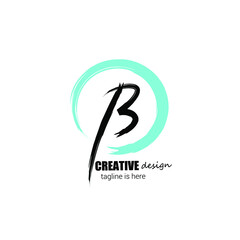 B Initial handwriting logo vector