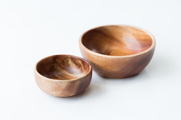 Wood bowl on the white background