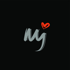 mj Initial handwriting logo vector