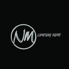 NM Initial handwriting logo vector