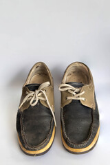 sneakers dirty isolated on white background, Footwear for outdoor activities,