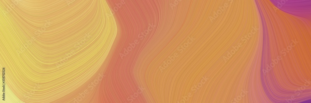 Poster abstract colorful horizontal header with peru, sandy brown and khaki colors. fluid curved lines with dynamic flowing waves and curves for poster or canvas