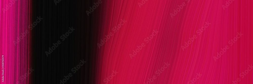 Poster abstract flowing horizontal banner with crimson, black and dark pink colors. fluid curved flowing wa