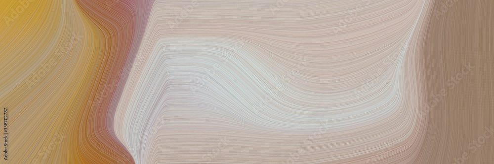 Poster abstract flowing designed horizontal banner with silver, rosy brown and peru colors. fluid curved lines with dynamic flowing waves and curves for poster or canvas