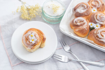 sweet home made elderflower lemon cinnamon rolls