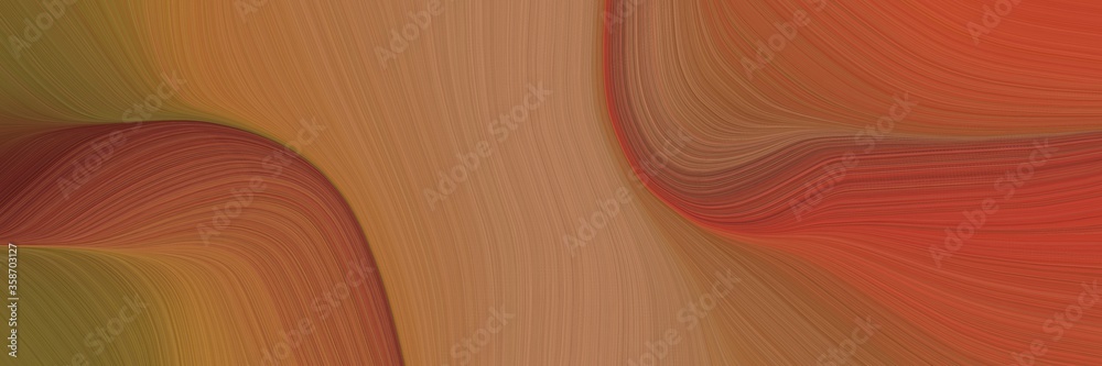 Poster abstract surreal horizontal header with sienna, saddle brown and peru colors. fluid curved flowing w