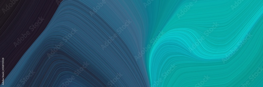 Poster abstract moving banner with teal blue, dark slate gray and light sea green colors. fluid curved lines with dynamic flowing waves and curves for poster or canvas