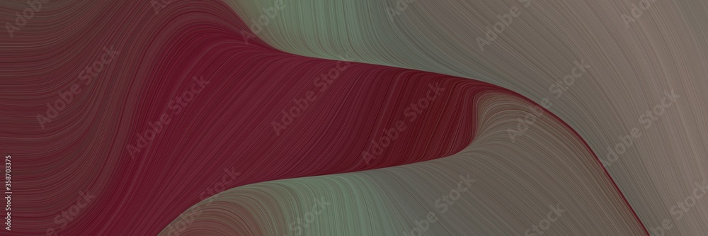 Poster abstract dynamic designed horizontal header with old mauve, dim gray and very dark pink colors. fluid curved flowing waves and curves for poster or canvas