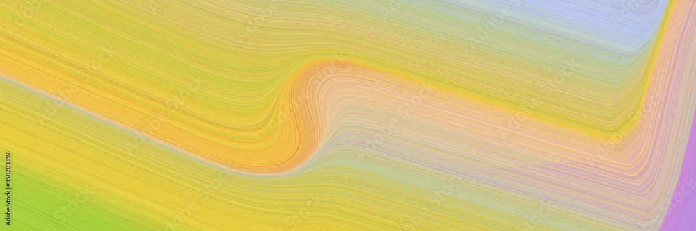 Aufkleber abstract artistic horizontal header with dark khaki, pastel orange and silver colors. fluid curved l