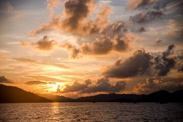Scenic view of sunset at the coast of Busuanga, Palawan, Philippines
