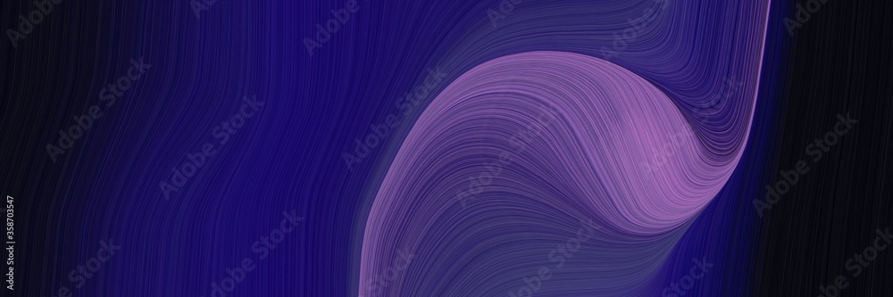 Aufkleber abstract decorative designed horizontal header with midnight blue, black and antique fuchsia colors. fluid curved lines with dynamic flowing waves and curves for poster or canvas