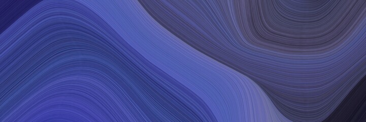 abstract decorative designed horizontal banner with dark slate blue, very dark blue and slate blue colors. fluid curved flowing waves and curves for poster or canvas