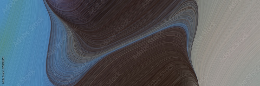 Fototapete abstract moving designed horizontal header with dim gray, very dark pink and gray gray colors. fluid curved lines with dynamic flowing waves and curves for poster or canvas