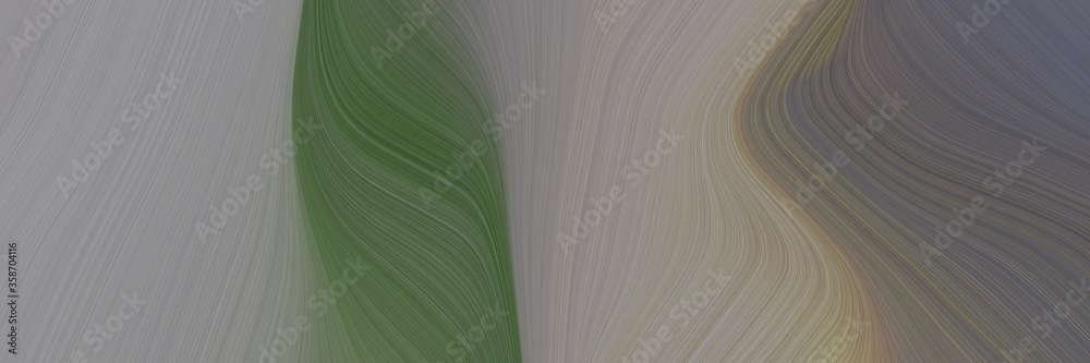 Poster abstract colorful designed horizontal header with gray gray, dark olive green and dim gray colors. fluid curved lines with dynamic flowing waves and curves for poster or canvas