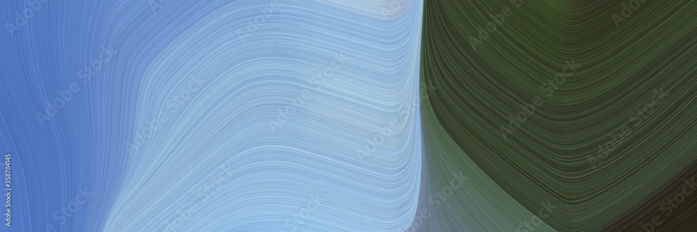 Poster abstract artistic horizontal header with dark slate gray, sky blue and steel blue colors. fluid curv