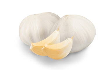 yellow clove of garlic isolated on white. real color, color for design