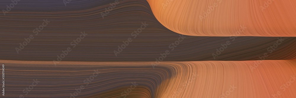 Poster abstract flowing horizontal header with peru, old mauve and brown colors. fluid curved flowing waves
