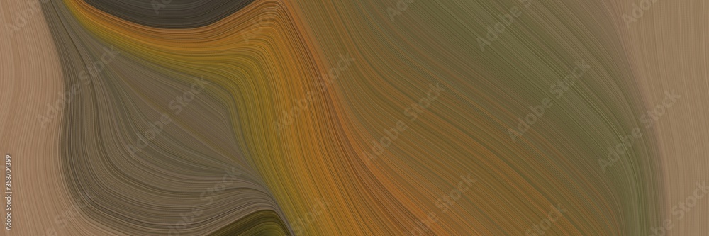 Poster abstract surreal horizontal banner with pastel brown, dark slate gray and gray gray colors. fluid cu
