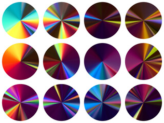 round metallic gradient label elements vector 
