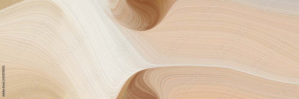 Poster abstract artistic horizontal header with pastel gray, pastel brown and beige colors. fluid curved lines with dynamic flowing waves and curves for poster or canvas