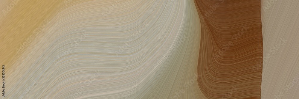 Poster abstract colorful horizontal header with rosy brown, saddle brown and silver colors. fluid curved fl
