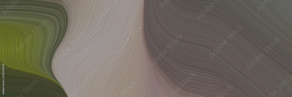 Poster abstract modern designed horizontal header with dim gray, dark gray and rosy brown colors. fluid curved lines with dynamic flowing waves and curves for poster or canvas
