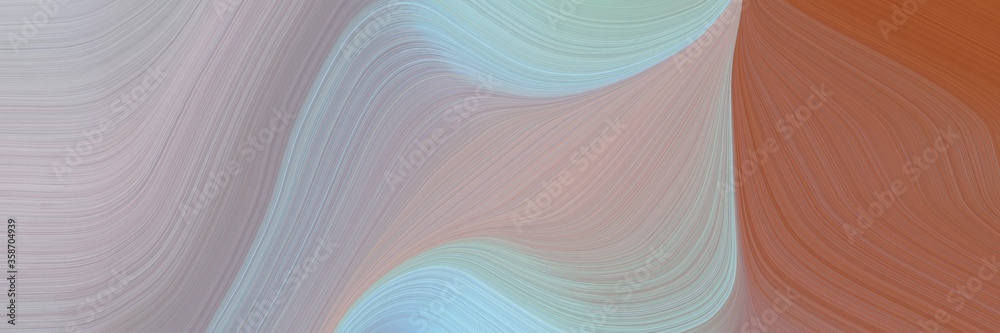 Fototapete abstract modern designed horizontal header with dark gray, sienna and light blue colors. fluid curved lines with dynamic flowing waves and curves for poster or canvas