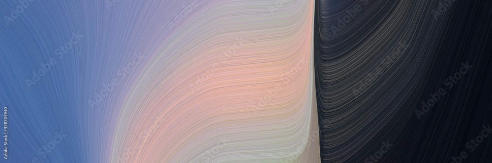 Poster abstract colorful header with dark slate gray, very dark blue and silver colors. fluid curved lines with dynamic flowing waves and curves for poster or canvas