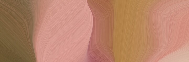 Fototapeta premium abstract artistic horizontal banner with rosy brown, pastel brown and tan colors. fluid curved flowing waves and curves for poster or canvas