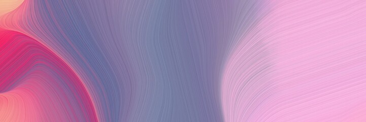 abstract artistic horizontal banner with light slate gray, pastel magenta and slate gray colors. fluid curved lines with dynamic flowing waves and curves for poster or canvas