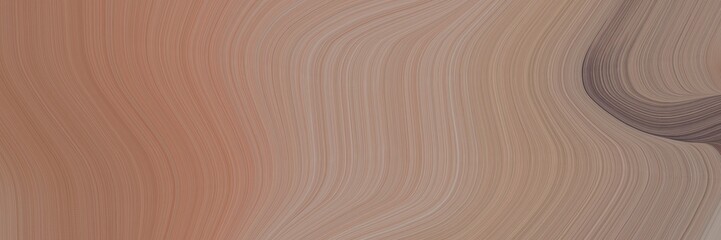 abstract decorative horizontal banner with rosy brown, gray gray and old mauve colors. fluid curved lines with dynamic flowing waves and curves for poster or canvas