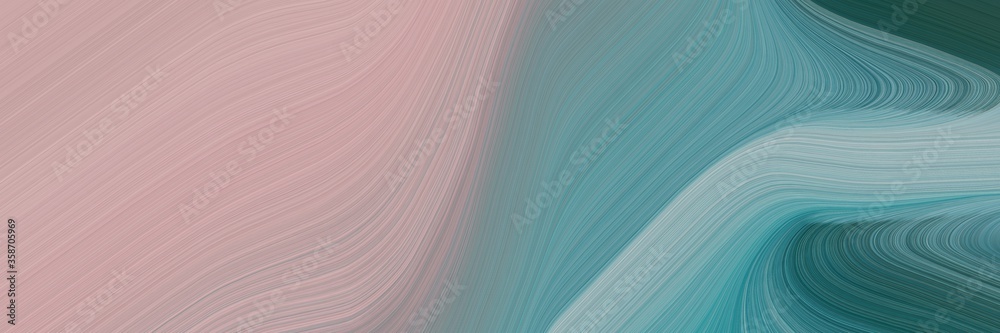 Poster abstract colorful horizontal header with dark gray, pastel purple and teal blue colors. fluid curved