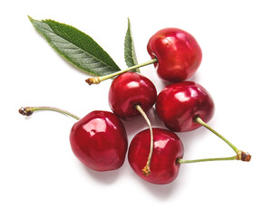 Tasty sweet cherry on white background