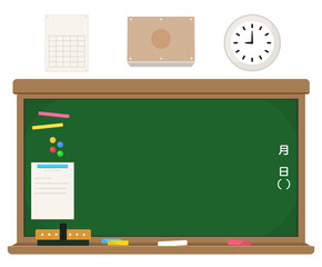 学校の黒板とその周辺アイテムのセット