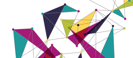 Line points connections, triangular technology design. Abstract geometric background