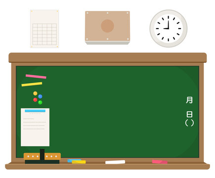 学校の黒板とその周辺アイテムのセット