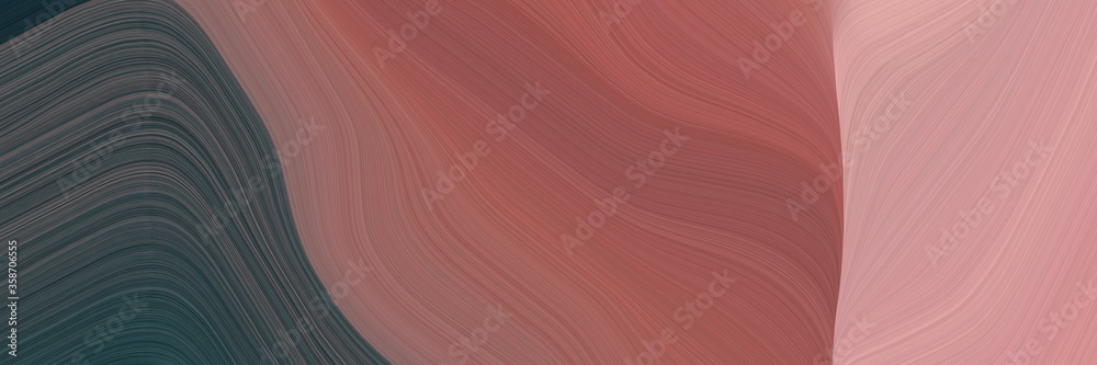 Poster abstract artistic designed horizontal banner with pastel brown, dark slate gray and rosy brown colors. fluid curved lines with dynamic flowing waves and curves for poster or canvas