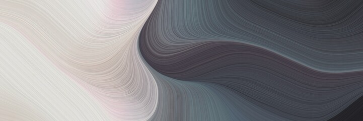 abstract decorative horizontal header with light gray, dark slate gray and light slate gray colors. fluid curved flowing waves and curves for poster or canvas © Eigens
