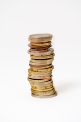 積み重なったユーロ 縦写真
