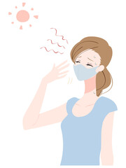 マスク　夏　暑い　女性