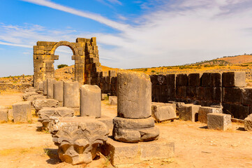 It's Volubilis, an excavated Berber and Roman city in Morocco, ancient capital of the kingdom of Mauretania. UNESCO World Heritage