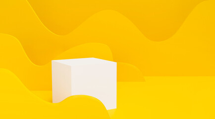 Paper art of abstract 3d cube pedestal 