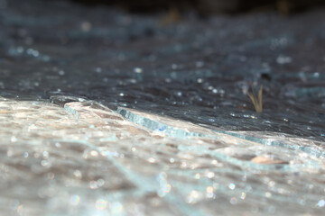 shattered glass close up with metal frame