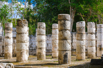 It's Columns in the Temple of a Thousand Warriors of Chichen Itza, a large pre-Columbian city built by the Maya civilization. Mexico