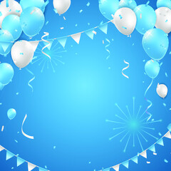 Fototapeta na wymiar Realistic High Quality Poster Design with Blue and White Balloons on Colored Background . Isolated Vector Elements 
