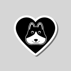 Dog face sticker icon isolated on gray  background