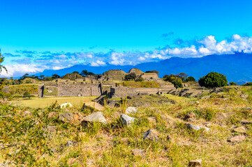 Monte Alban, a large pre-Columbian archaeological site, Santa Cruz Xoxocotlan Municipality, Oaxaca State.  UNESCO World Heritage