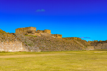 Main Plaza, Monte Alban, a large pre-Columbian archaeological site, Santa Cruz Xoxocotlan Municipality, Oaxaca State.  UNESCO World Heritage