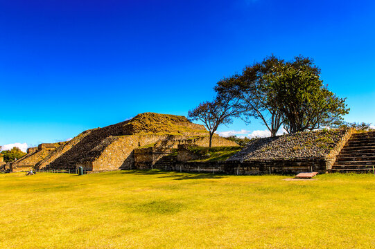 Main Plaza, Monte Alban, a large pre-Columbian archaeological site, Santa Cruz Xoxocotlan Municipality, Oaxaca State.  UNESCO World Heritage