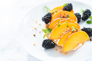 Peach ricotta toast